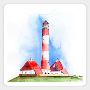 Westerheversand Lighthouse Watercolor Painting Sticker